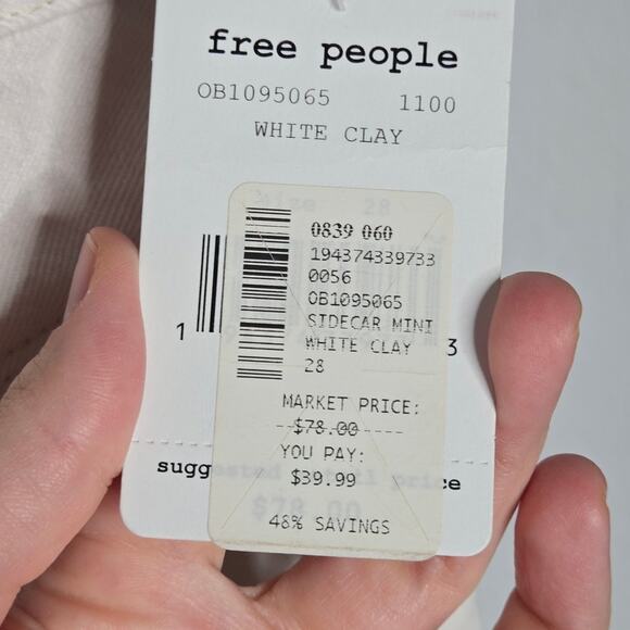 Free People We the Free White Sidecar Cutoff Denim Mini Skirt NEW Women's 28 - Picture 8 of 12